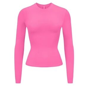Skims cotton jersey long sleeve in sugar pink